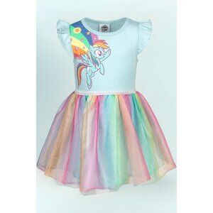 My Little Pony Pinkie Pie Rainbow Dash Girls Dress Toddler to Big Kid, Blue 7/8